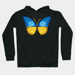 Beautiful Blue Yellow Watercolor Butterfly Hope Peace Hoodie